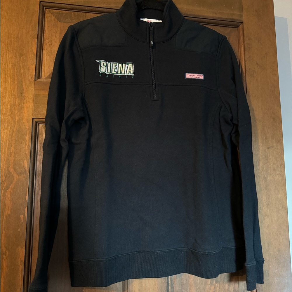 Siena College Black-Navy Quarter-Zip Vineyard Vines Pullover